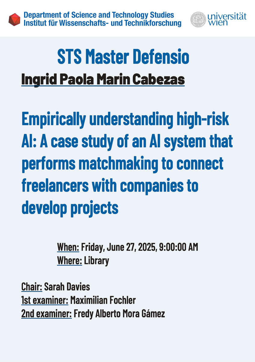 Invitation to the Master defensio of Ingrid Paola Marin Cabezas on Friday, June 27, 2025