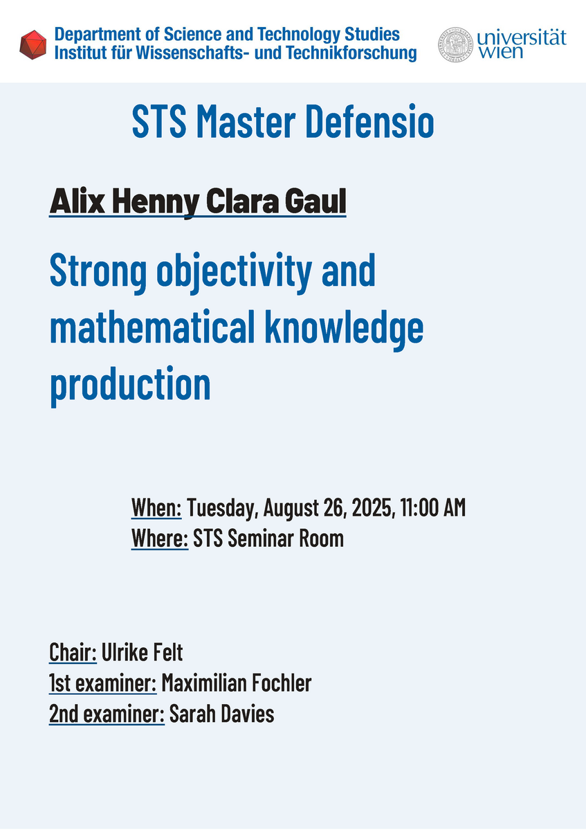 Invitation to the Master defensio of Alix Henny Clara Gaul on Tuesday, August 26, 2025