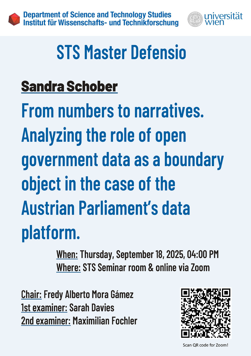 Invitation to the Master defensio of Sandra Schober on Thursday, September 18, 2025