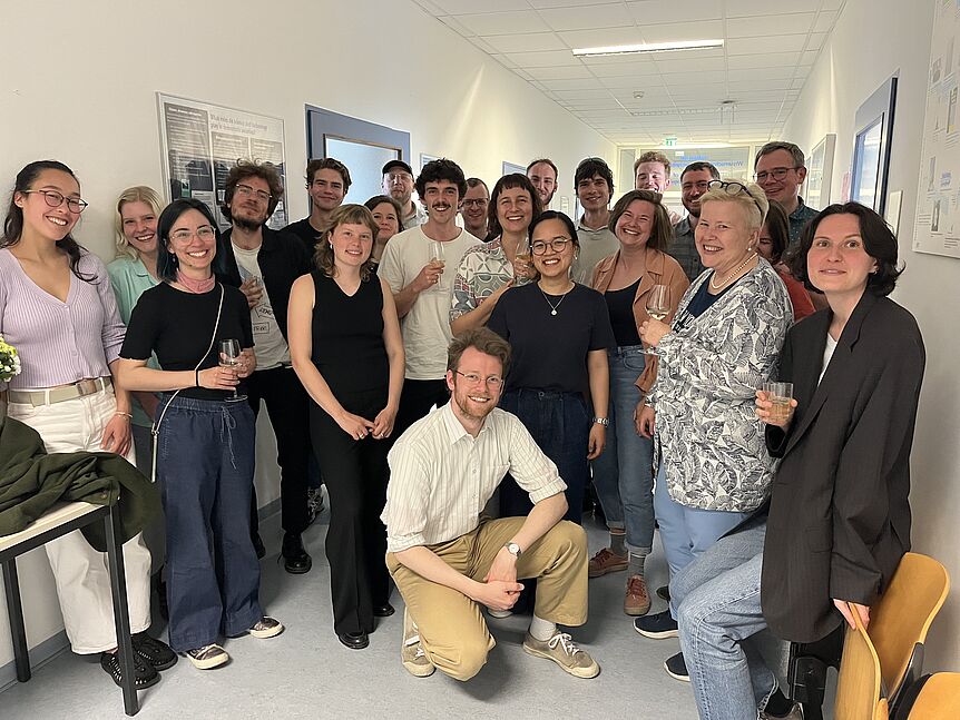 Group picture after the defensio with Rasmus Kvaal Wardeman, his supervisor Ulrike Felt and all the guests